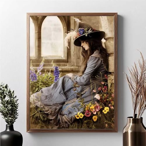 Diamond Painting Erwachsene Frau Diamond Painting Kinder Blume 5D DIY Runden Mosaikherstellung Basteln Erwachsene Anfänger Set für Heim Schlafzimmer Wand Deko Wohnzimmer, Geschenke 40x50cm JPF 6-M von JEPGFOU