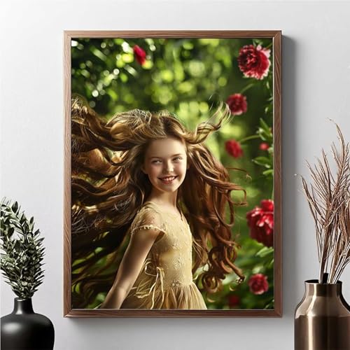 Diamond Painting Erwachsene Frau Diamond Painting Kinder Blume 5D DIY Runden Mosaikherstellung Basteln Erwachsene Anfänger Set für Heim Schlafzimmer Wand Deko Wohnzimmer, Geschenke 40x50cm JPF H-1 von JEPGFOU