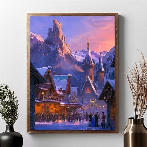 Diamond Painting Erwachsene Haus Diamond Painting Kinder Berg 5D DIY Runden Mosaikherstellung Basteln Erwachsene Anfänger Set für Heim Schlafzimmer Wand Deko Wohnzimmer, Geschenke 30x40cm JPF S-S von JEPGFOU