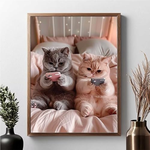Diamond Painting Erwachsene Katze Diamond Painting Kinder Tier 5D DIY Runden Mosaikherstellung Basteln Erwachsene Anfänger Set für Heim Schlafzimmer Wand Deko Wohnzimmer, Geschenke 40x50cm JPF O-5 von JEPGFOU