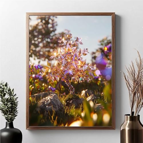 Diamond Painting Erwachsene Landschaft Diamond Painting Kinder Blume 5D DIY Runden Mosaikherstellung Basteln Erwachsene Anfänger Set für Heim Schlafzimmer Wand Deko, Geschenke 50 x 70 cm JPF 3-3 von JEPGFOU