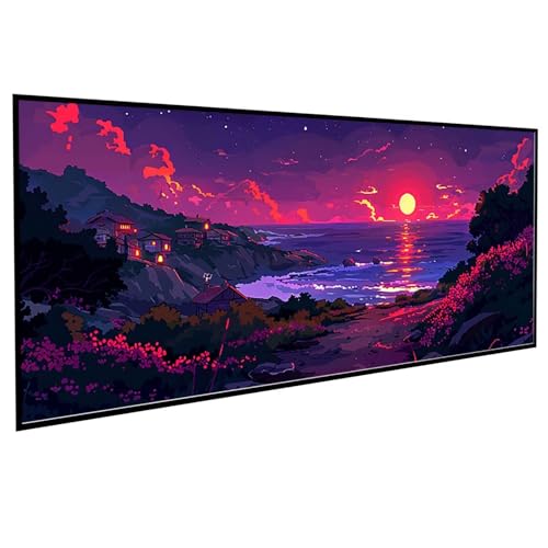 Diamond Painting Erwachsene Landschaft Diamond Painting Kinder KüSten, DIY Runden Steine Mosaikherstellung Basteln Erwachsene Anfänger Set für Heim Schlafzimmer Wand Deko, Geschenke 40x80CM PJY9 7-T von JEPGFOU