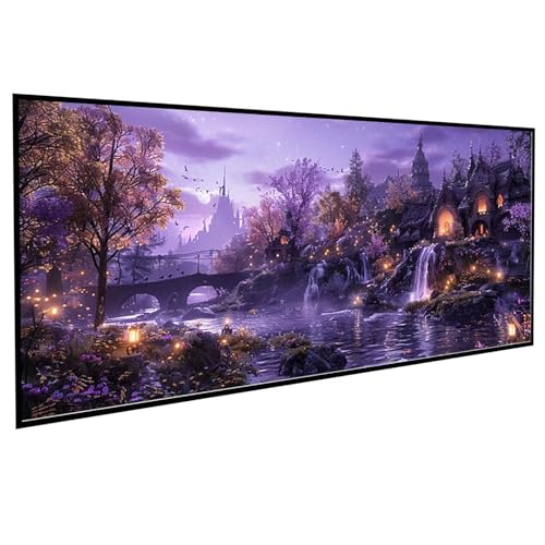 Diamond Painting Erwachsene Landschaft Diamond Painting Kinder Schloss, DIY Runden Steine Mosaikherstellung Basteln Erwachsene Anfänger Set für Heim Schlafzimmer Wand Deko, Geschenke 40x80cm PJY9 1-1 von JEPGFOU