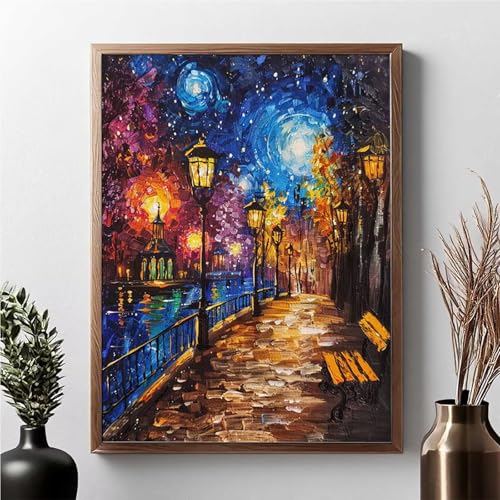 Diamond Painting Erwachsene Leuchtturm Diamond Painting Kinder Straße 5D DIY Runden Mosaikherstellung Basteln Erwachsene Anfänger Set für Heim Schlafzimmer Wand Deko, Geschenke 70 x 95 cm JPF E-Y von JEPGFOU