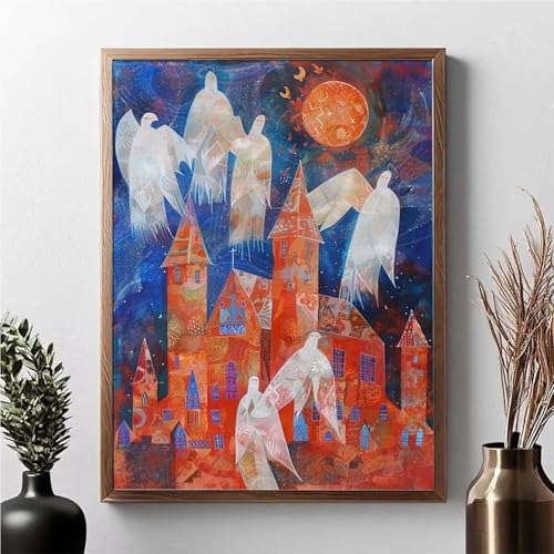 Diamond Painting Erwachsene Mond Diamond Painting Kinder Haus 5D DIY Runden Mosaikherstellung Basteln Erwachsene Anfänger Set für Heim Schlafzimmer Wand Deko Wohnzimmer, Geschenke 30x40cm JPF Z-3 von JEPGFOU
