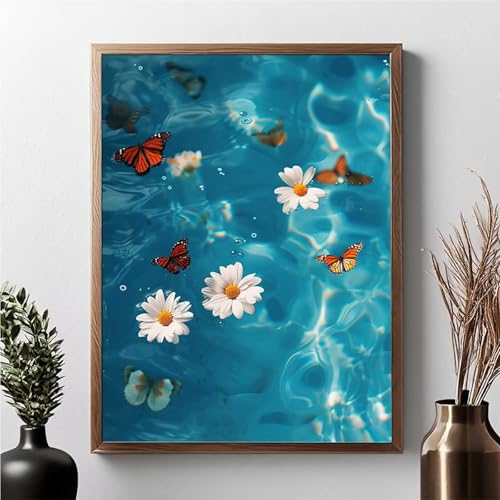 Diamond Painting Erwachsene Schmetterling Diamond Painting Kinder Blume 5D DIY Runden Mosaikherstellung Basteln Erwachsene Anfänger Set für Heim Schlafzimmer Wand Deko, Geschenke 30 x 40 cm JPF B-8 von JEPGFOU