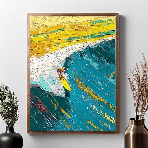 Diamond Painting Erwachsene Sea Diamond Painting Kinder Meereswellen 5D DIY Runden Mosaikherstellung Basteln Erwachsene Anfänger Set für Heim Schlafzimmer Wand Deko, Geschenke 30 x 40 cm JPF 6-5 von JEPGFOU