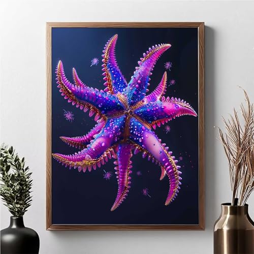 Diamond Painting Erwachsene Seestern Diamond Painting Kinder Biologie 5D DIY Runden Mosaikherstellung Basteln Erwachsene Anfänger Set für Heim Schlafzimmer Wand Deko, Geschenke 50x70cm JPF 9-9 von JEPGFOU