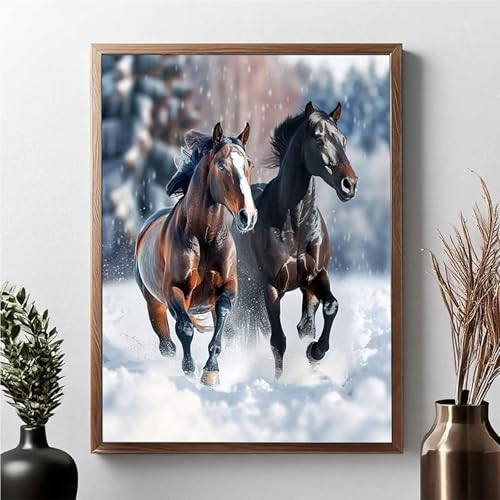 Diamond Painting Erwachsene Tier Diamond Painting Kinder Pferd 5D DIY Runden Mosaikherstellung Basteln Erwachsene Anfänger Set für Heim Schlafzimmer Wand Deko Wohnzimmer, Geschenke 40 x 50 cm JPF 6-W von JEPGFOU