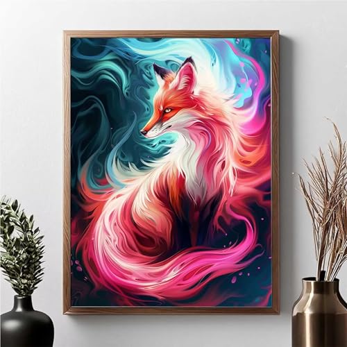Diamond Painting Fuchs, Diamond Painting Erwachsene Tier Diamant Malerei Bilder Full Drill 5D DIY Diamont Art Stickerei Set Geeignet Als Geschenk, Zur Entspannung und Wanddeko 40x50cm JPF 2-4 von JEPGFOU