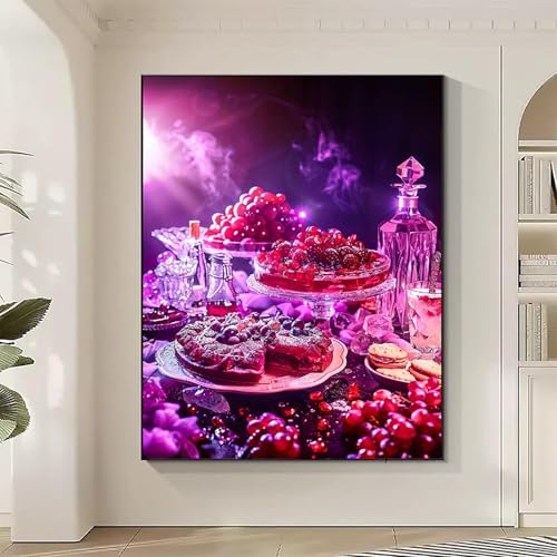 Diamond Painting Gourmet-Essen Large Diamond Painting Nachtisch Crystal Art Bilder Basteln für Erwachsene DIY Vollbohrer Diamanten Malerei Stickerei Kreuzstich Kit für Geschenke 80 x 100 cm 6-2 von JEPGFOU
