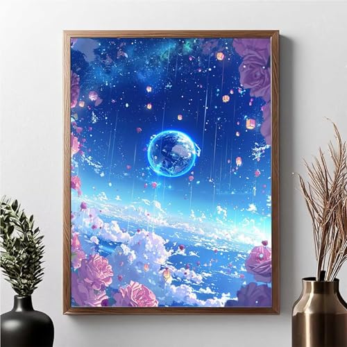 Diamond Painting Landschaft, Diamond Painting Erwachsene Blume Diamant Malerei Bilder Full Drill 5D DIY Diamont Art Stickerei Set Geeignet Als Geschenk, Zur Entspannung und Wanddeko 80x100cm JPF 2-J von JEPGFOU
