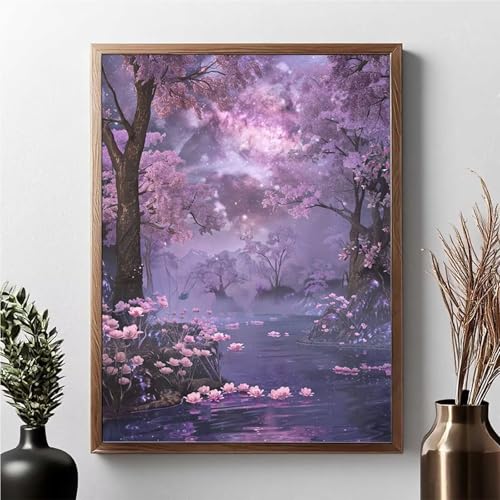 Diamond Painting Landschaft, Diamond Painting Erwachsene Blume Diamant Malerei Bilder Full Drill 5D DIY Diamont Art Stickerei Set Geeignet Als Geschenk, Zur Entspannung und Wanddeko 80x100cm JPF X-9 von JEPGFOU