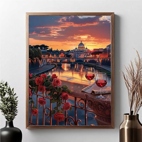 Diamond Painting Landschaft, Diamond Painting Erwachsene Blume Diamant Malerei Bilder Full Drill 5D Diamonds Art Stickerei Set Geeignet Als Geschenk, Zur Entspannung und Wanddeko 60 x 80 cm JPF Z-R von JEPGFOU