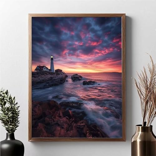 Diamond Painting Leuchtturm, Diamond Painting Erwachsene Sea Diamant Malerei Bilder Full Drill 5D Diamonds Art Stickerei Set Geeignet Als Geschenk, Zur Entspannung und Wanddeko 40 x 50 cm JPF V-M von JEPGFOU