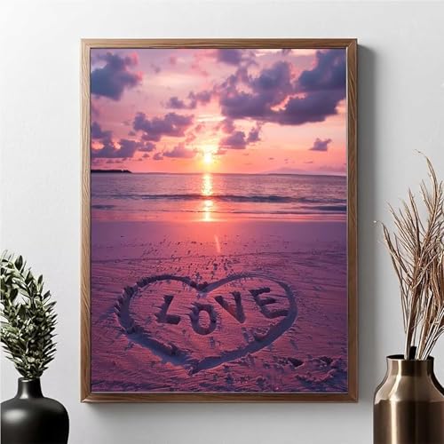 Diamond Painting Liebe, Diamond Painting Erwachsene Sea Diamant Malerei Bilder Full Drill 5D DIY Diamont Art Stickerei Set Geeignet Als Geschenk, Zur Entspannung und Wanddeko 80x100cm JPF 6-V von JEPGFOU