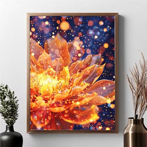 Diamond Painting Lotus, Diamond Painting Erwachsene Blume Diamant Malerei Bilder Full Drill 5D DIY Diamont Art Stickerei Set Geeignet Als Geschenk, Zur Entspannung und Wanddeko 40 x 50 cm JPF 5-L von JEPGFOU
