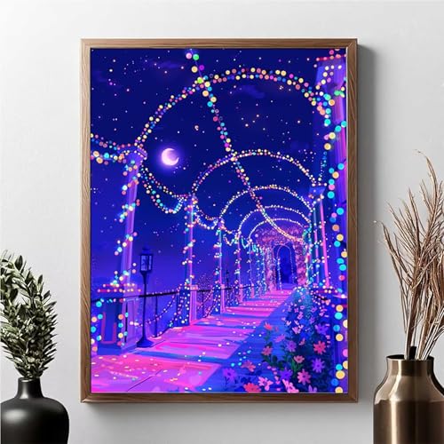 Diamond Painting Pfad, Diamond Painting Erwachsene Blume Diamant Malerei Bilder Full Drill 5D DIY Diamont Art Stickerei Set Geeignet Als Geschenk, Zur Entspannung und Wanddeko 30x40cm JPF 4-6 von JEPGFOU