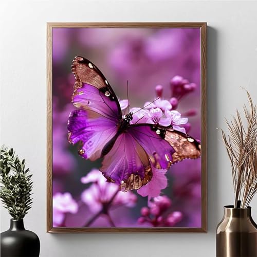 Diamond Painting Schmetterling, Diamond Painting Erwachsene Blume Diamant Malerei Bilder Full Drill 5D Diamonds Art Stickerei Set Geeignet Als Geschenk, Zur Entspannung und Wanddeko 30 x 40 cm JPF Y-Y von JEPGFOU