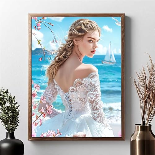 Diamond Painting Sea, Diamond Painting Erwachsene Frau Diamant Malerei Bilder Full Drill 5D DIY Diamont Art Stickerei Set Geeignet Als Geschenk, Zur Entspannung und Wanddeko 40x50cm JPF G-U von JEPGFOU