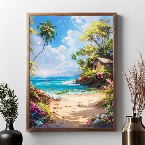 Diamond Painting Sea, Diamond Painting Erwachsene Landschaft Diamant Malerei Bilder Full Drill 5D Diamonds Art Stickerei Set Geeignet Als Geschenk, Zur Entspannung und Wanddeko 30 x 40 cm JPF O-Y von JEPGFOU