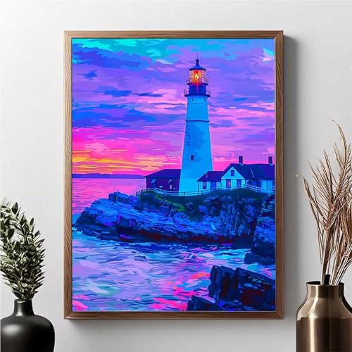 Diamond Painting Sea, Diamond Painting Erwachsene Leuchtturm Diamant Malerei Bilder Full Drill 5D Diamonds Art Stickerei Set Geeignet Als Geschenk, Zur Entspannung und Wanddeko 70 x 95 cm JPF 3-1 von JEPGFOU