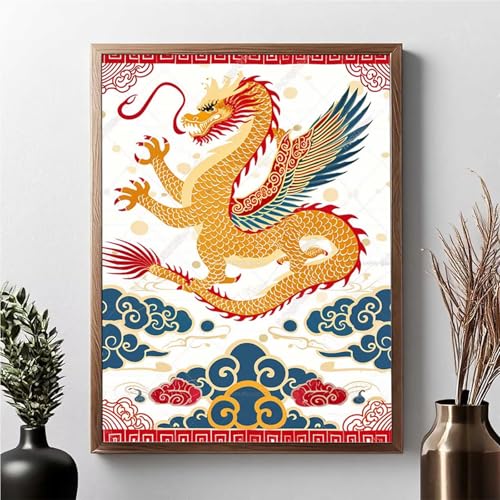 Diamond Painting Tier, Diamond Painting Erwachsene Drachen Diamant Malerei Bilder Full Drill 5D DIY Diamont Art Stickerei Set Geeignet Als Geschenk, Zur Entspannung und Wanddeko 40x50cm JPF 6-F von JEPGFOU