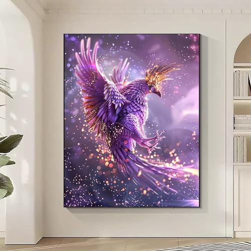 Diamond Painting Vogel Large Diamond Painting Feder Crystal Art Bilder Basteln für Erwachsene DIY Vollbohrer Diamanten Malerei Stickerei Kreuzstich Kit für Zimmer Deko, Geschenke (90x120cm) 8-0 von JEPGFOU