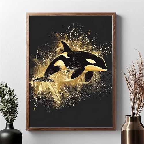 Diamond Painting Wal, Diamond Painting Erwachsene Tier Diamant Malerei Bilder Full Drill 5D DIY Diamont Art Stickerei Set Geeignet Als Geschenk, Zur Entspannung und Wanddeko 40x50cm JPF S-7 von JEPGFOU