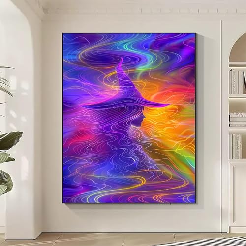 Figurenkunst Diamond Painting XXL Hexe Diamond Art Bilder Erwachsene Dimond Painting Kinder Mosaikherstellung Stickerei Kreuzstich Malerei Kits Basteln für Erwachsene Wanddeko, Geschenke (50x70cm) 6-6 von JEPGFOU
