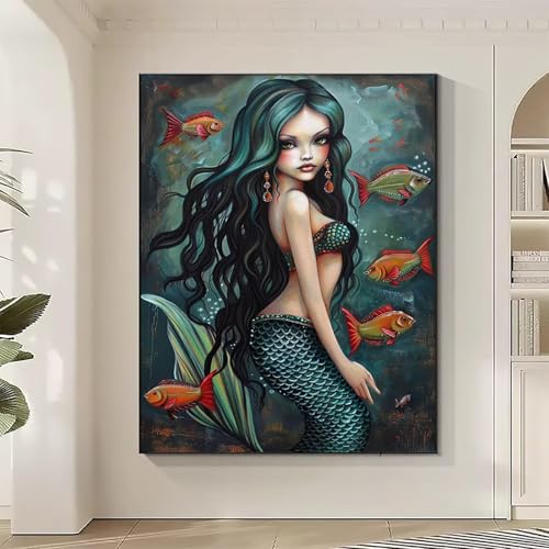 Figurenkunst Diamond Painting XXL Meerjungfrau Diamond Art Bilder Erwachsene Dimond Painting Kinder Mosaikherstellung Stickerei Kreuzstich Malerei Kits Basteln für Erwachsene, Geschenke (50x70cm) 1-3 von JEPGFOU