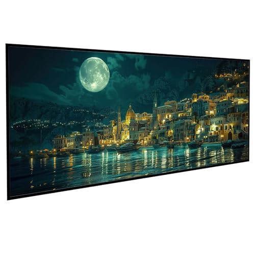 JEPGFOU Kleine Stadt Diamond Painting (80x160cm), Diamond Painting Erwachsene Vollmond DIY Runden Steine Kristall Kunst Bastelnset Erwachsene Anfänger Set, zur Zimmer Wanddeko, Geschenke PJY7 7-8 von JEPGFOU