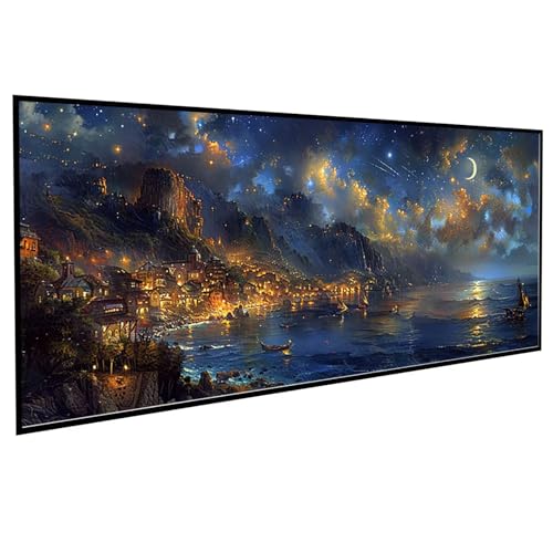 JEPGFOU Landschaft Diamond Painting 40 x 80 cm, Diamond Painting Erwachsene Kleine Stadt DIY Runden Steine Kristall Kunst Bastelnset Erwachsene Anfänger Set, zur Zimmer Wanddeko, Geschenke PJY9 C-D von JEPGFOU