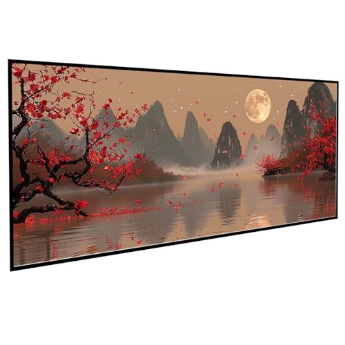 JEPGFOU Landschaft Diamond Painting 90x180cm, Diamond Painting Erwachsene Rote Blume DIY Runden Steine Kristall Kunst Bastelnset Erwachsene Anfänger Set, zur Zimmer Wanddeko, Geschenke PJY8 Z-6 von JEPGFOU