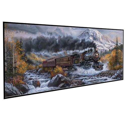 JEPGFOU Regen Diamond Painting (60x120cm), Diamond Painting Erwachsene Zug DIY Runden Steine Kristall Kunst Bastelnset Erwachsene Anfänger Set, zur Entspannung und Zimmer Wanddeko, Geschenke PJY9 2-F von JEPGFOU