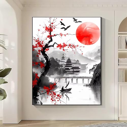 Landschaft Diamond Painting XXL Haus Diamond Art Bilder Erwachsene Dimond Painting Kinder Mosaikherstellung Stickerei Kreuzstich Malerei Kits Basteln für Erwachsene Wanddeko, Geschenke (70x95cm) I-F von JEPGFOU