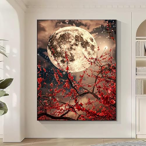 Landschaft Diamond Painting XXL Mond Diamond Art Bilder Erwachsene Dimond Painting Kinder Mosaikherstellung Stickerei Kreuzstich Malerei Kits Basteln für Erwachsene Wanddeko, Geschenke (50x70cm) P-0 von JEPGFOU