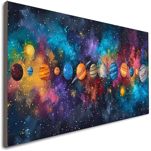 Malen Nach Zahlen Planet Malen Nach Zahlen Erwachsene, Paint by Numbers Landschaft Bastelset Erwachsene Frauen mit Pinseln und Acrylfarben für Deko Schlafzimmer, Geschenke 40x80CM (Ohne Rahmen) 3-P von JEPGFOU
