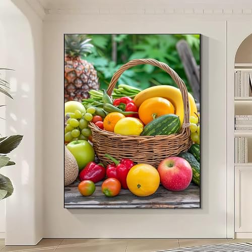 Obst Diamond Painting XXL Wassermelone Diamond Art Bilder Erwachsene Dimond Painting Kinder Mosaikherstellung Stickerei Kreuzstich Malerei Kits Basteln für Erwachsene Wanddeko, Geschenke (50x70cm) X-3 von JEPGFOU
