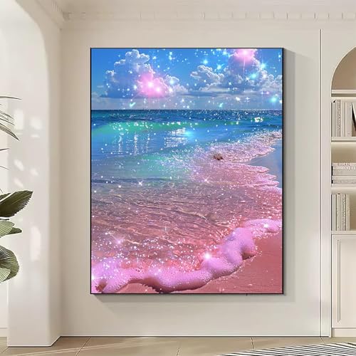 Ozean Diamond Painting XXL Strand Diamond Art Bilder Erwachsene Dimond Painting Kinder Mosaikherstellung Stickerei Kreuzstich Malerei Kits Basteln für Erwachsene Wanddeko, Geschenke (30x40cm) 7-2 von JEPGFOU