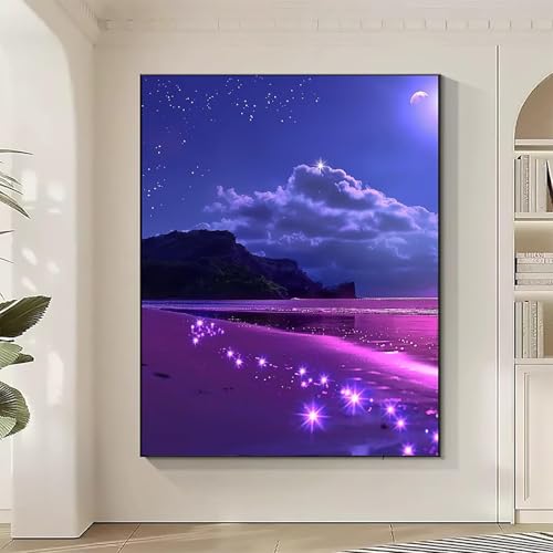Ozean Diamond Painting XXL Strand Diamond Art Bilder Erwachsene Dimond Painting Kinder Mosaikherstellung Stickerei Kreuzstich Malerei Kits Basteln für Erwachsene Wanddeko, Geschenke 80x100CM J-X von JEPGFOU