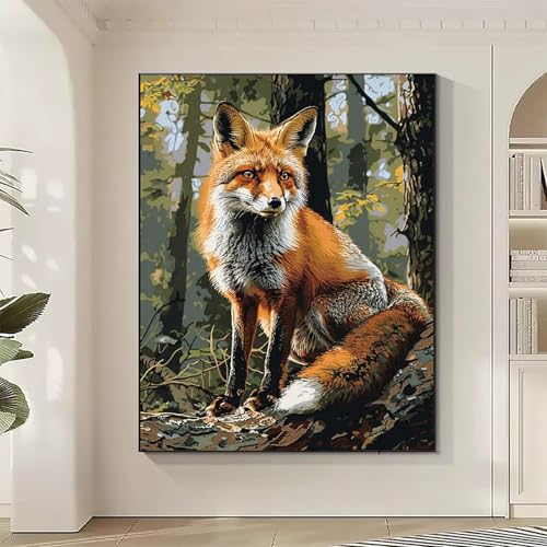 Tier Diamond Painting XXL Fuchs Diamond Art Bilder Erwachsene Dimond Painting Kinder Mosaikherstellung Stickerei Kreuzstich Malerei Kits Basteln für Erwachsene Wanddeko, Geschenke (30x40cm) S-4 von JEPGFOU
