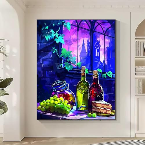 Traube Diamond Painting XXL Kuchen Diamond Art Bilder Erwachsene Dimond Painting Kinder Mosaikherstellung Stickerei Kreuzstich Malerei Kits Basteln für Erwachsene Wanddeko, Geschenke (80x110cm) 2-C von JEPGFOU