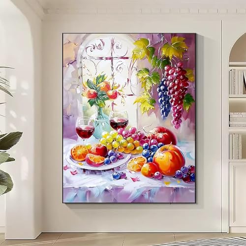 Traube Diamond Painting XXL Obst Diamond Art Bilder Erwachsene Dimond Painting Kinder Mosaikherstellung Stickerei Kreuzstich Malerei Kits Basteln für Erwachsene Wanddeko, Geschenke (30x40cm) 9-Z von JEPGFOU