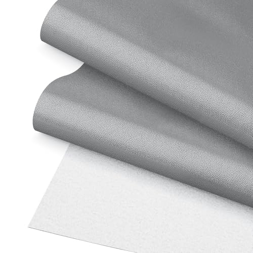JERLITU Glattes Kunstleder Vinyl Stoff Leder Reparatur Patch 50 cm x 137 cm (19,7 Zoll x 53,9 Zoll) perfekt für Möbelrestaurierung, Polsterbezüge, Taschen, Lederbekleidung und Accessoires, Grau von JERLITU