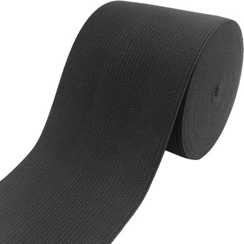 7,6 cm Gummiband zum Nähen - 4,5 Meter starke und langlebige Stretch-Stoffstrick-Gummibänder für DIY Handwerk, Taillenbund Kleidung und Hosen Taille und Zubehör (Schwarz) von JESEP YONG