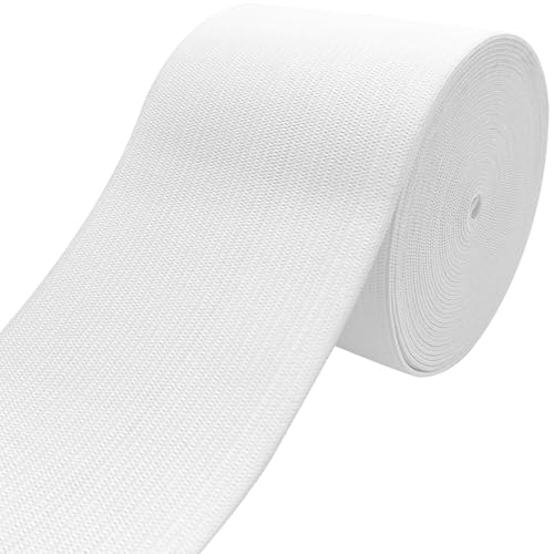 7,6 cm Gummiband zum Nähen - 4,5 Meter starke und langlebige Stretch-Stoffstrick-Gummibänder für DIY Handwerk, Taillenbund Kleidung und Hosen Taille und Zubehör (Weiß) von JESEP YONG