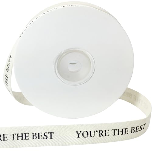 Baumwollband mit Fischgrätenmuster, 1,6 cm, 12,7 m, Geschenkband zum Basteln, natürliches Gurtband zum Basteln, Nähen, Verpacken, Hochzeit und Party, Dekoration, Muttertag (You're The Best) von JESEP YONG