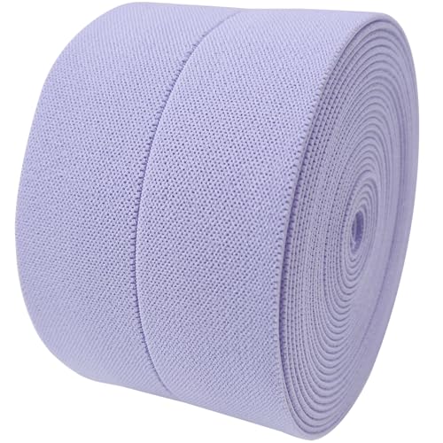 Faltbares Gummiband zum Nähen, 6,1 cm breit, 4,5 m hohe Elastizität, doppelseitige Flachstrick-elastische Spule, schwerer Stretchgurt für Bund, Hosen, Kleidung, Heimwerker- und Nähprojekte (Lavendel) von JESEP YONG