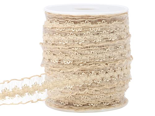 JESEP YONG 22,7 m khakifarbene Doppel-Rüschen-Organza-Bordüre, elastischer Spitzenbesatz, Stretch-Spitzenband, Kleidung und Kleidung für DIY-Stirnband, Kleidung, Nähen, Verzierung von JESEP YONG